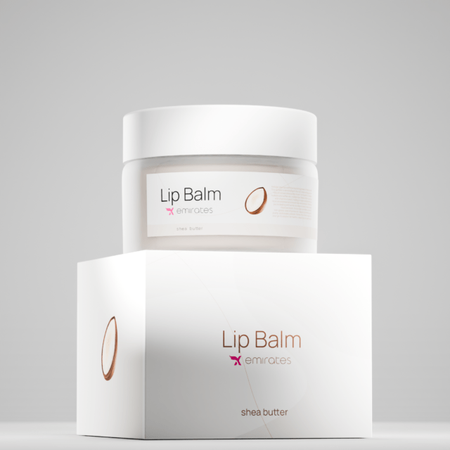 Shea Butter Lip Balm in a jar and box, deeply moisturizing for dry, chapped lips, from Emirates.