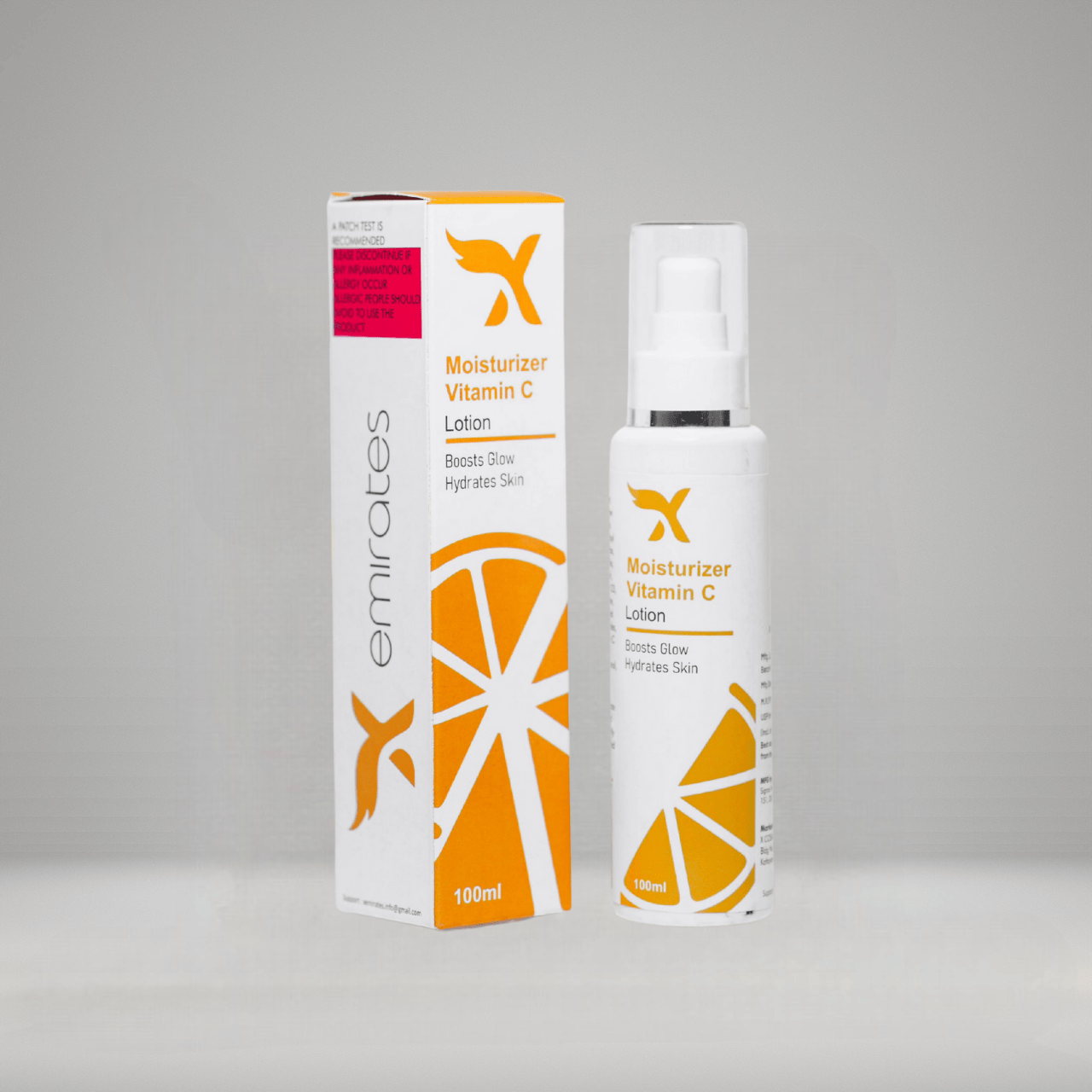Vitamin C Moisturizer with packaging, boosts glow and hydrates skin, designed for a youthful appearance.